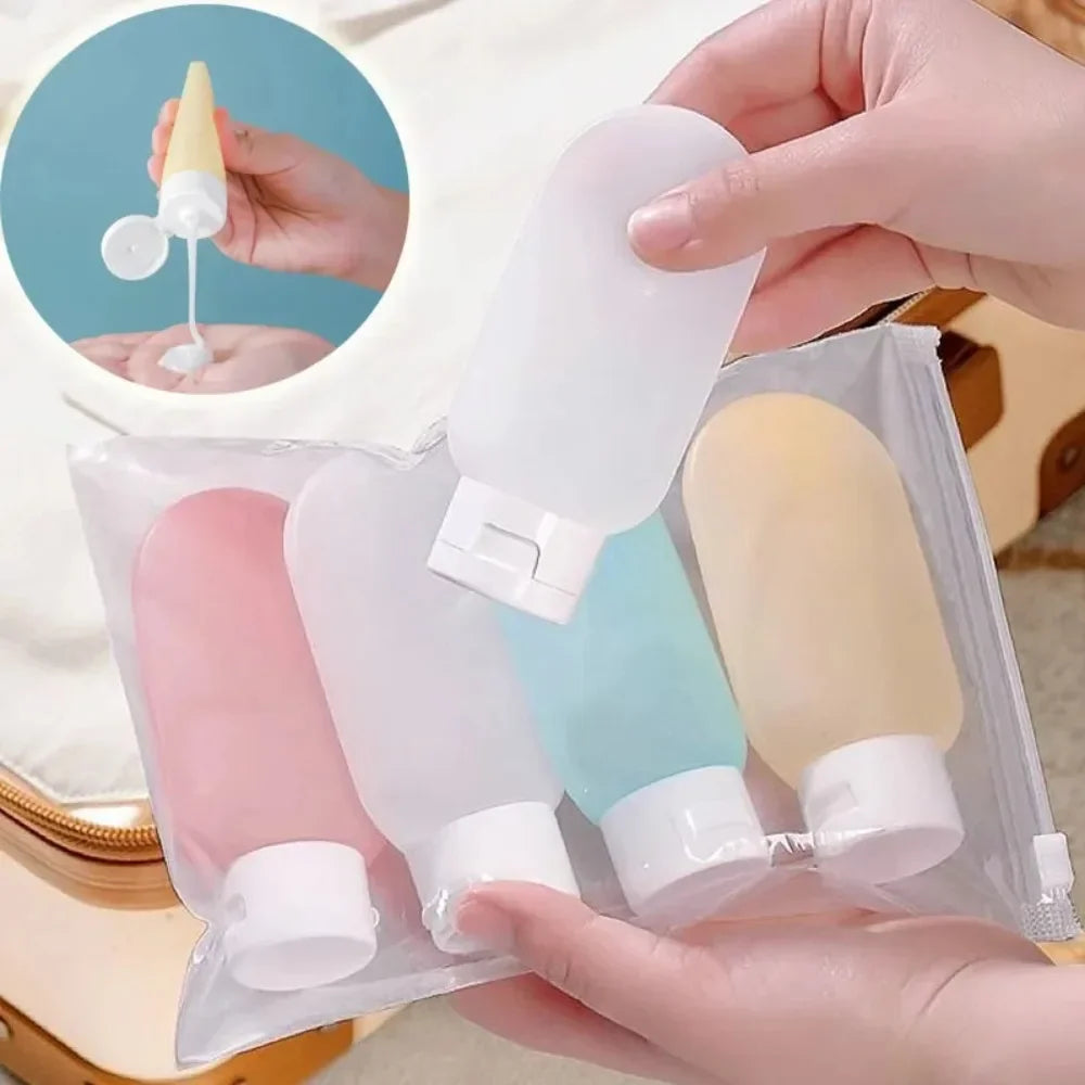 Refillable Travel Bottle Set (4 × 60ml) – Leak-Proof Squeeze Containers for Toiletries