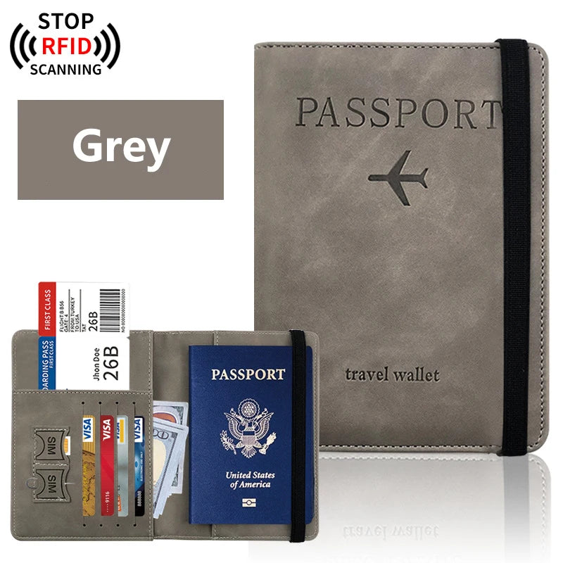 RFID-Blocking Passport Holder & Travel Wallet – PU Leather Document Organizer