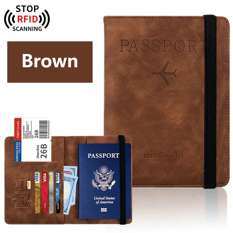 RFID-Blocking Passport Holder & Travel Wallet – PU Leather Document Organizer