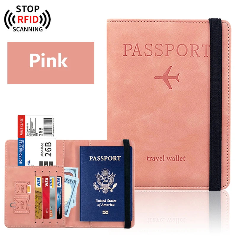 RFID-Blocking Passport Holder & Travel Wallet – PU Leather Document Organizer