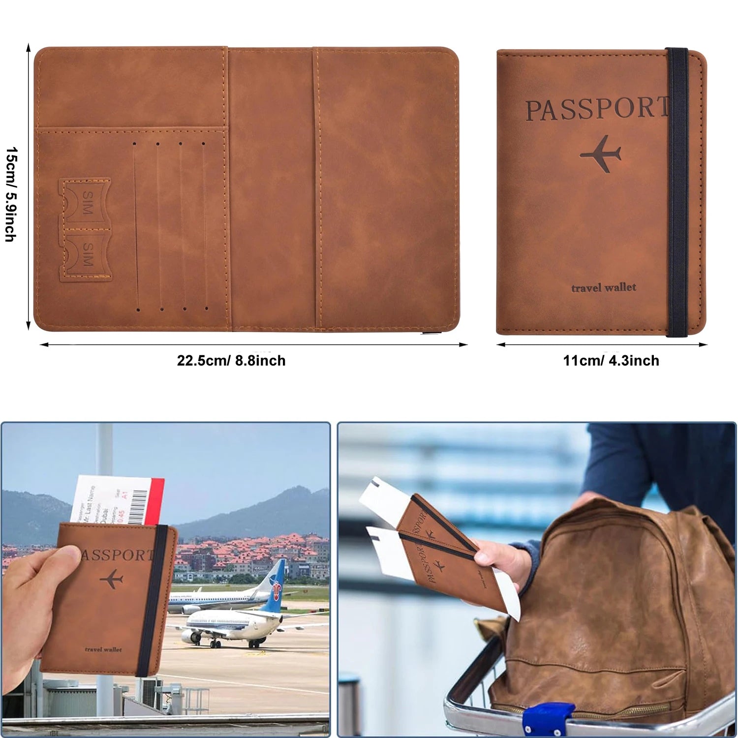 RFID-Blocking Passport Holder & Travel Wallet – PU Leather Document Organizer