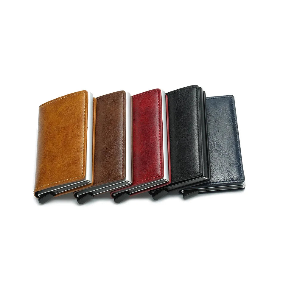 Slim Carbon Fiber RFID Wallet – Aluminum Pop-Up Card Holder for Men
