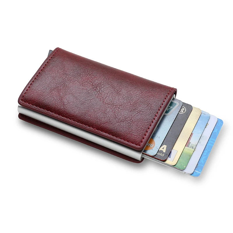 Slim Carbon Fiber RFID Wallet – Aluminum Pop-Up Card Holder for Men