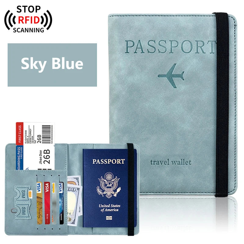 RFID-Blocking Passport Holder & Travel Wallet – PU Leather Document Organizer