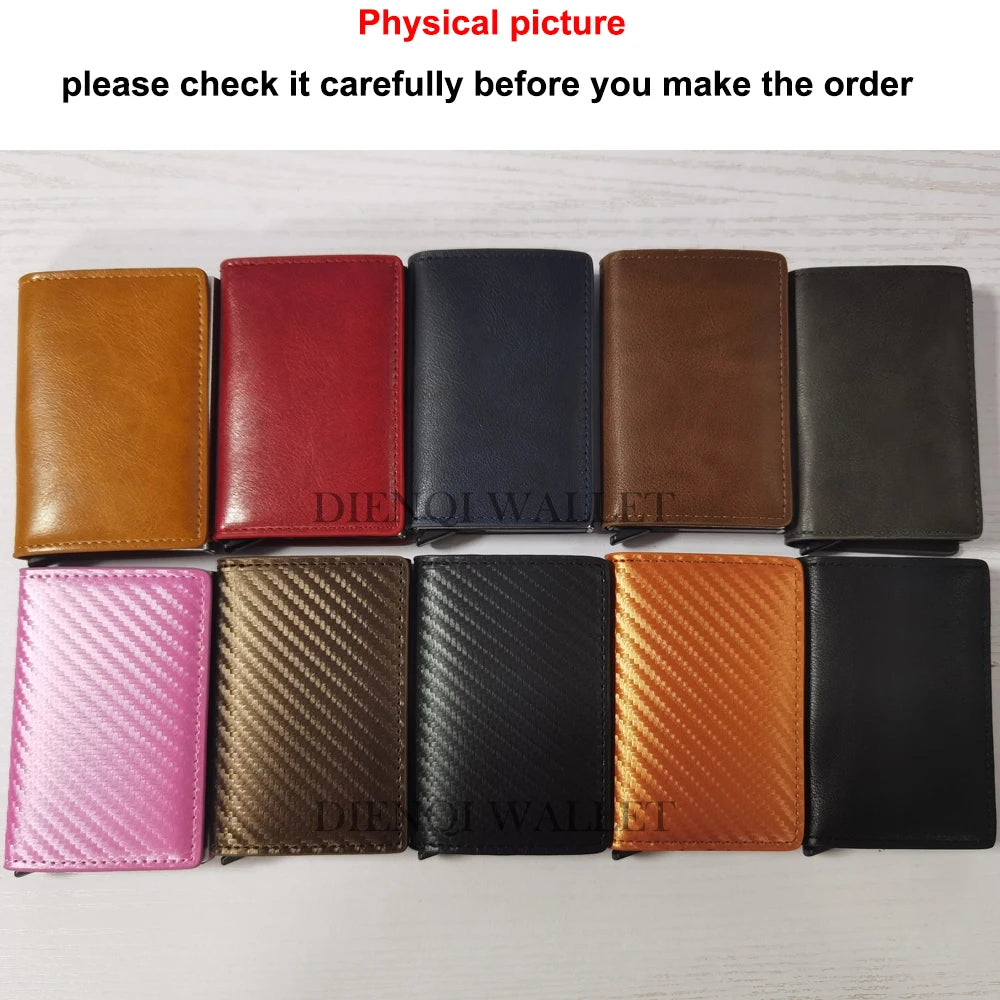Slim Carbon Fiber RFID Wallet – Aluminum Pop-Up Card Holder for Men