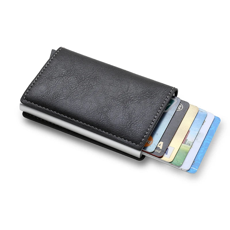 Slim Carbon Fiber RFID Wallet – Aluminum Pop-Up Card Holder for Men