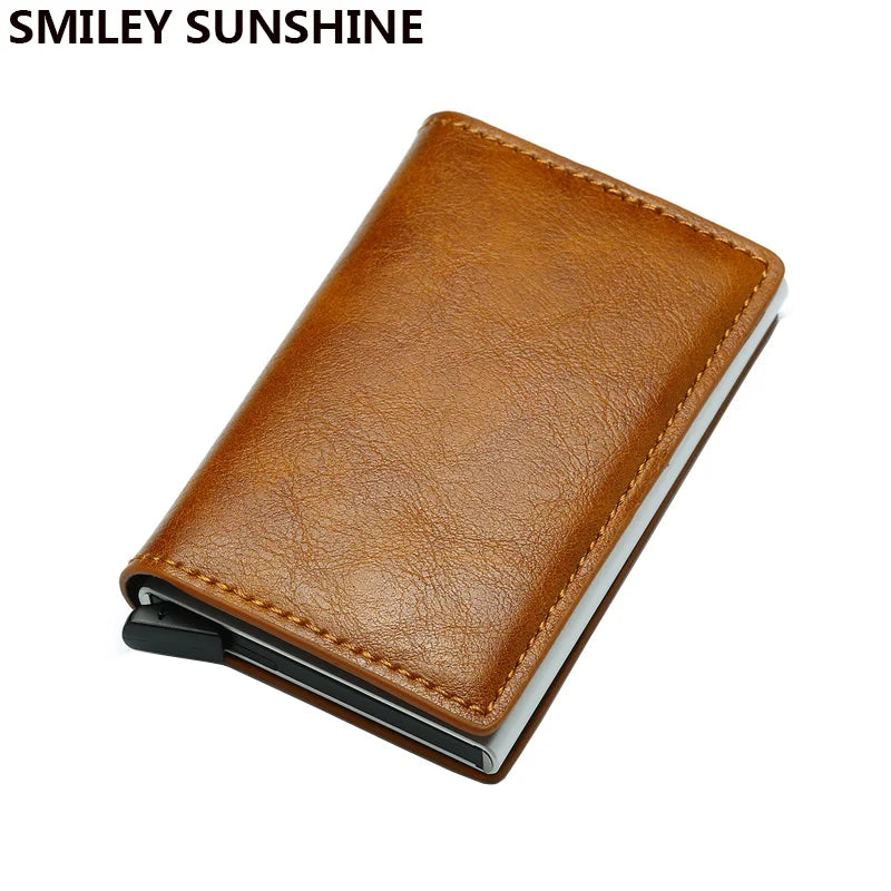 Slim Carbon Fiber RFID Wallet – Aluminum Pop-Up Card Holder for Men