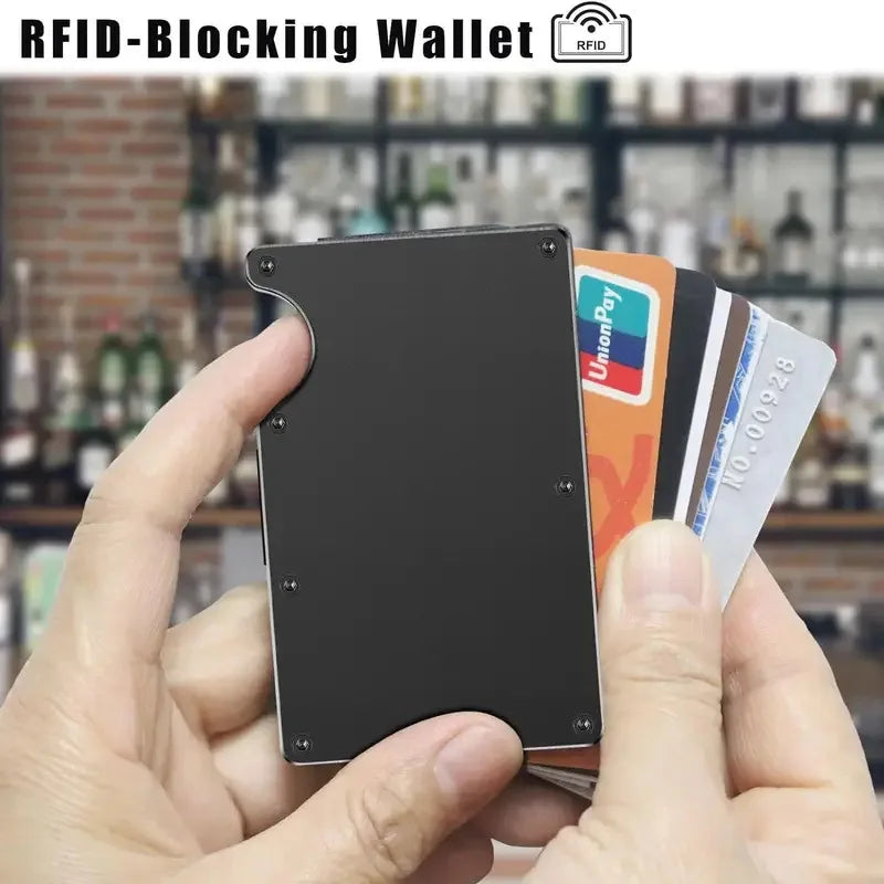 Slim Aluminum RFID Card Holder Wallet – Pop-Up Metal Cardholder