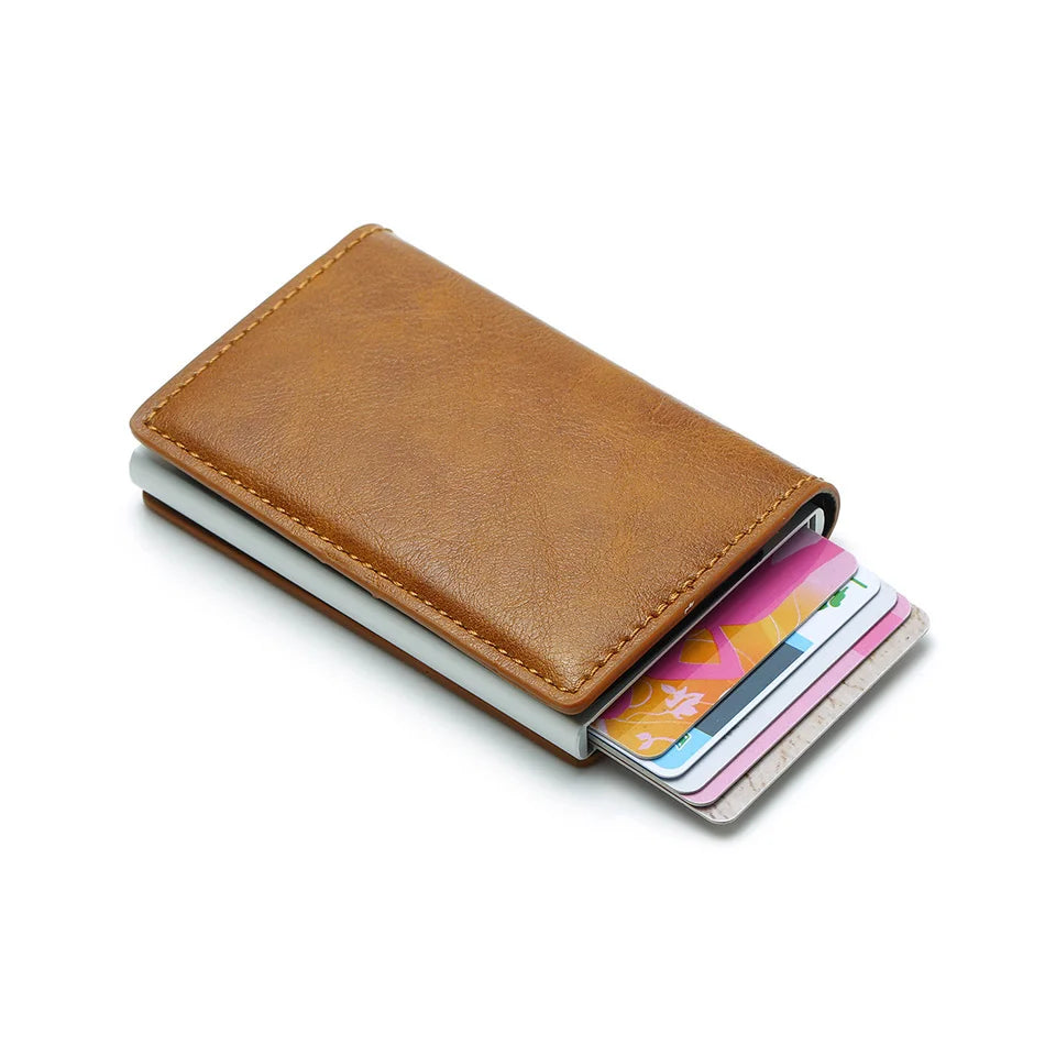 Slim Carbon Fiber RFID Wallet – Aluminum Pop-Up Card Holder for Men