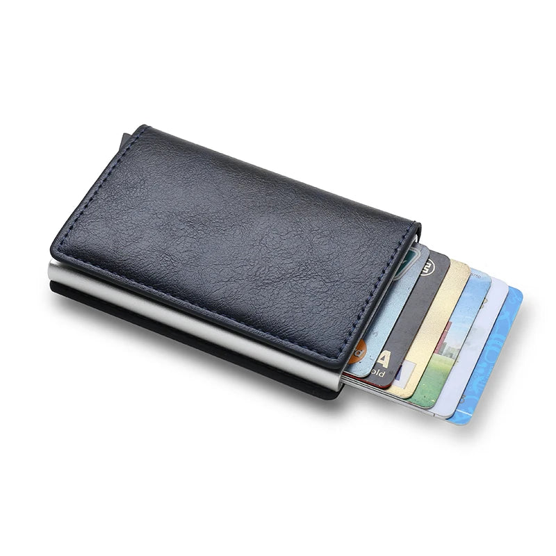 Slim Carbon Fiber RFID Wallet – Aluminum Pop-Up Card Holder for Men