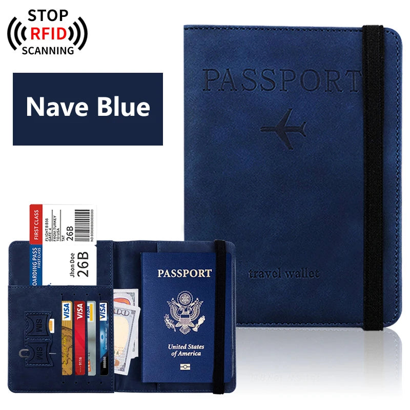 RFID-Blocking Passport Holder & Travel Wallet – PU Leather Document Organizer