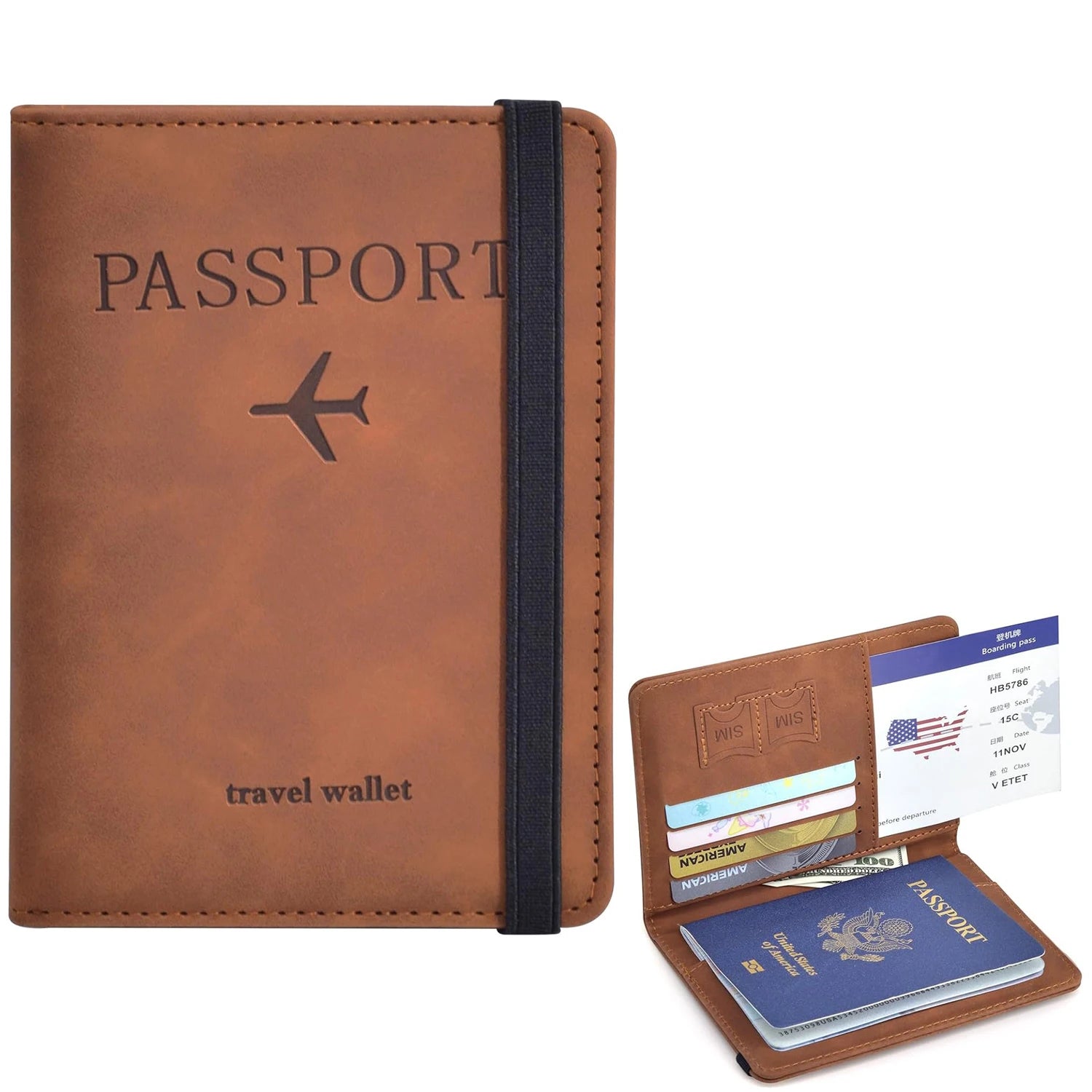 RFID-Blocking Passport Holder & Travel Wallet – PU Leather Document Organizer