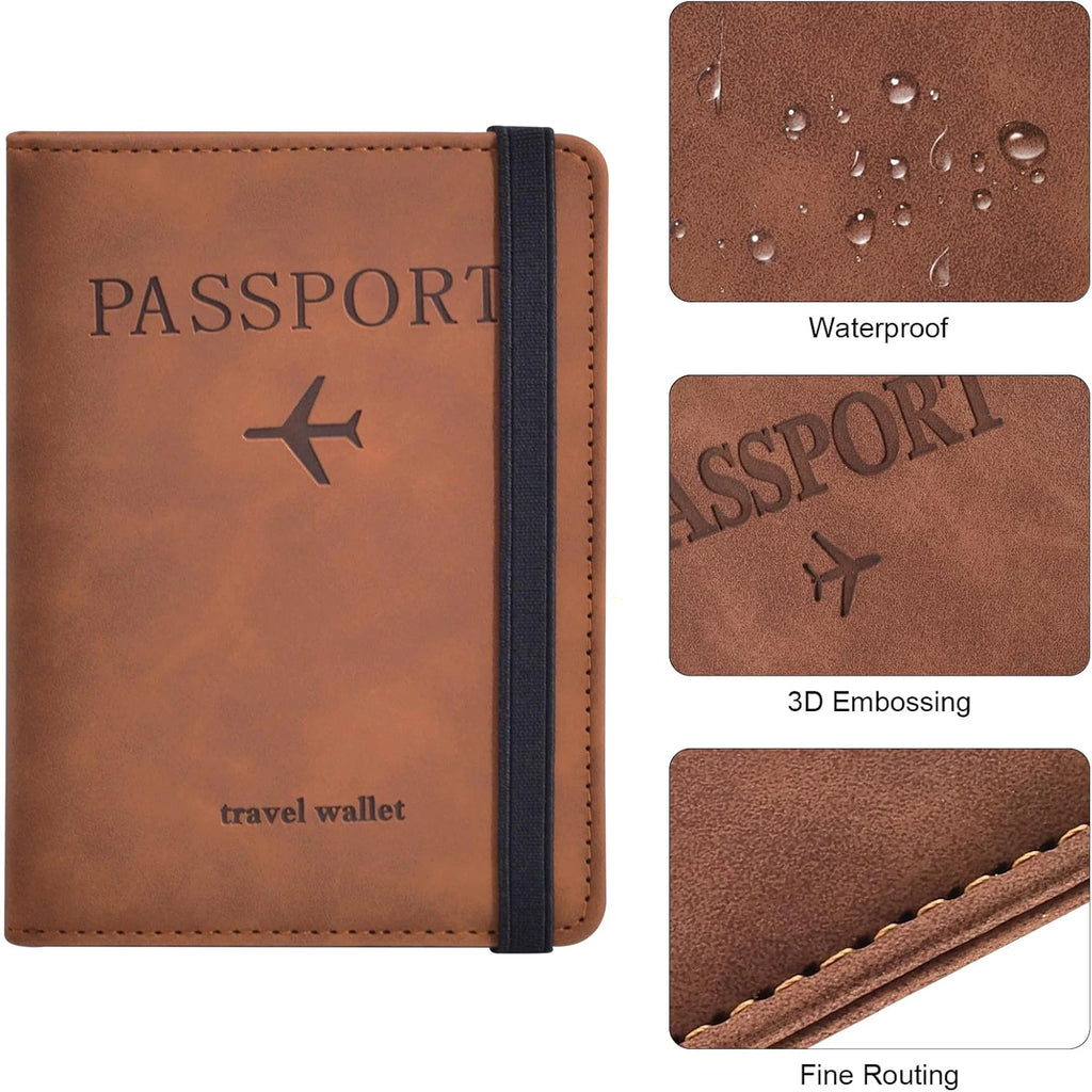 RFID-Blocking Passport Holder & Travel Wallet – PU Leather Document Organizer
