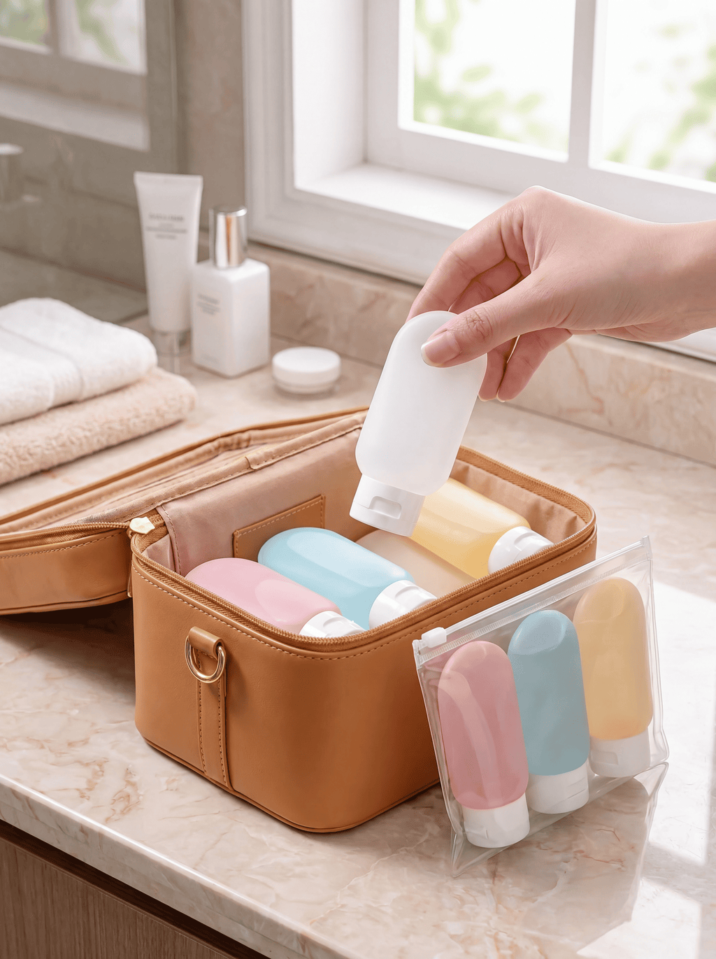 Refillable Travel Bottle Set (4 × 60ml) – Leak-Proof Squeeze Containers for Toiletries